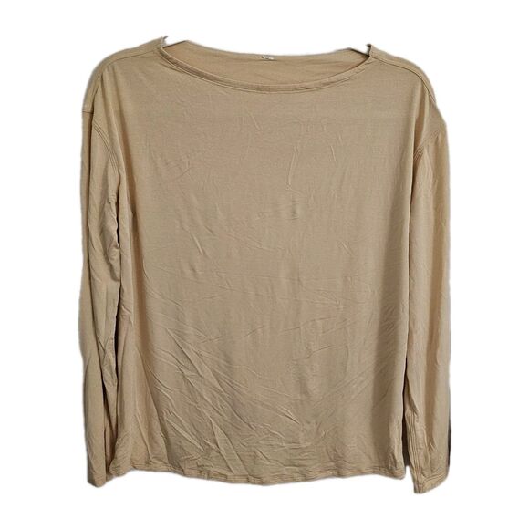 Lululemon Top Womens 8 Beige Open Back Triangle Twist Yoga Longsleeve Workout - Picture 1 of 8